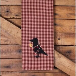 Primitive‎ Crow and Berries Newbury Gingham Red Plaid Linen Towel 18x28" NEW